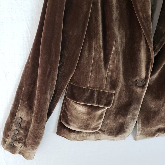 Emanuel Ungaro Velvet Blazer Chocolate Brown Rayon Silk Jacket size 10 Evening - Picture 5 of 14